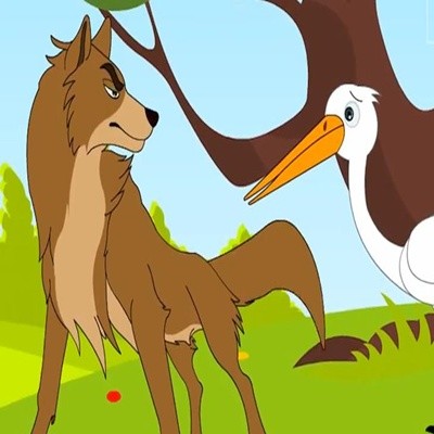 นิทานอีสปภาษาอังกฤษ The Wolf and the Crane